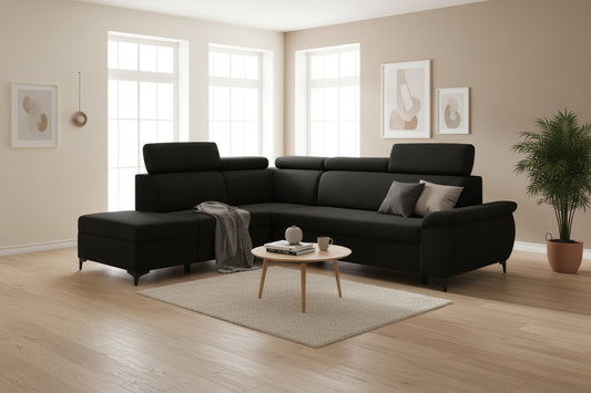 Arctic Premium Fabric Corner Sofa Bed with Adjustable Headrests