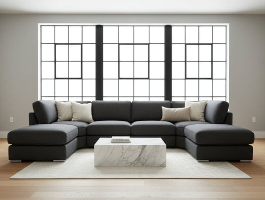 Titan Luxury U-Shaped Fabric Sofa – Midnight Charcoal Edition