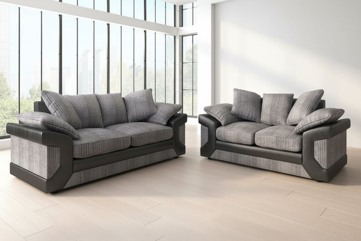 Dino Fabric & Faux Leather Sofa Suite – 3 Seater & 2 Seater